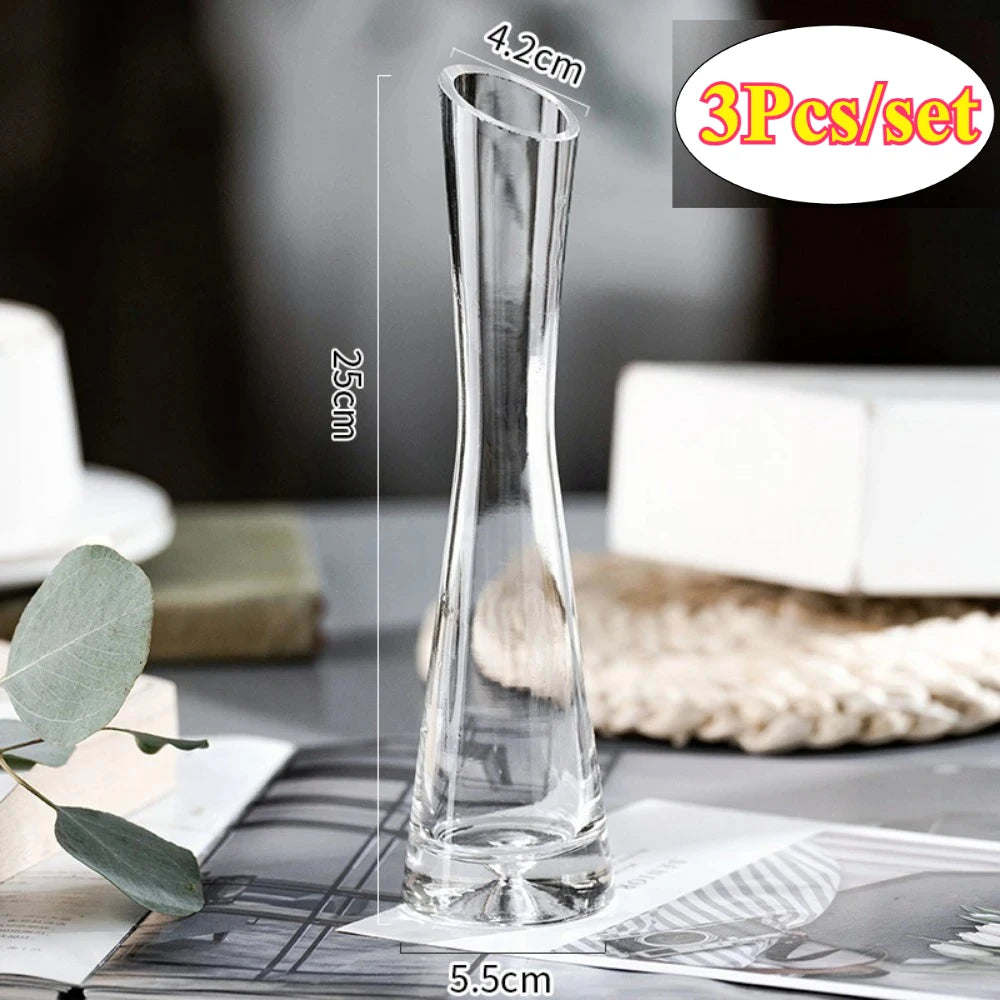vases modernes transparents simples maison mariage 3pcs grande moyenne petite