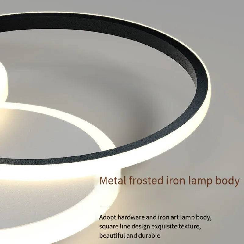 plafonnier moderne led noir blanc doré circulaire géométrique chambre salon