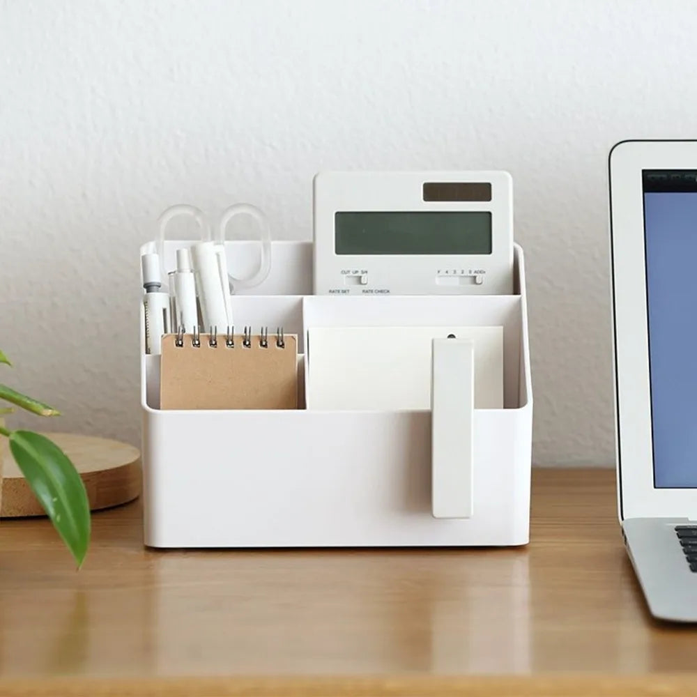 organisateur blanc minimaliste rangement compartiments multiples réutilisable respectueux environnement moderne