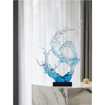 sculpture moderne vague océan transparent bleu clair abstraite décoration intérieure maison salon