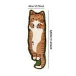 tapis chat poilu marron blanc vert noir ludique chambre enfant 40x120cm