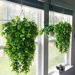 plante artificielle verte vigne suspendue feuilles rondes moderne extérieur décoration mur accrochée cordelette bricolage