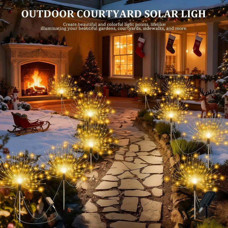 lumière solaire feu d'artifice multicolore moderne extérieure clignotante jardin allée patio festif led autonomes