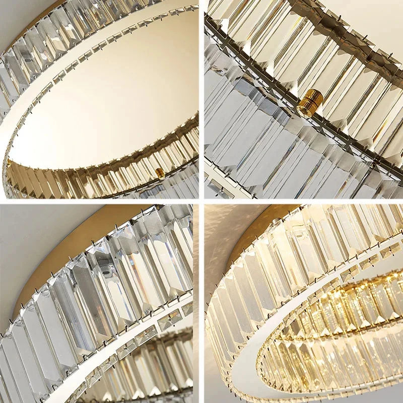 plafonnier led transparent moderne strass brillant diametre 800mm doré