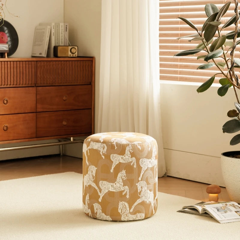 tabouret rotatif rembourré polyvalent bois massif vintage moderne coussin imprimé floral