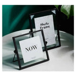 cadre photo verre transparent pied or moderne motifs abstraits minimaliste