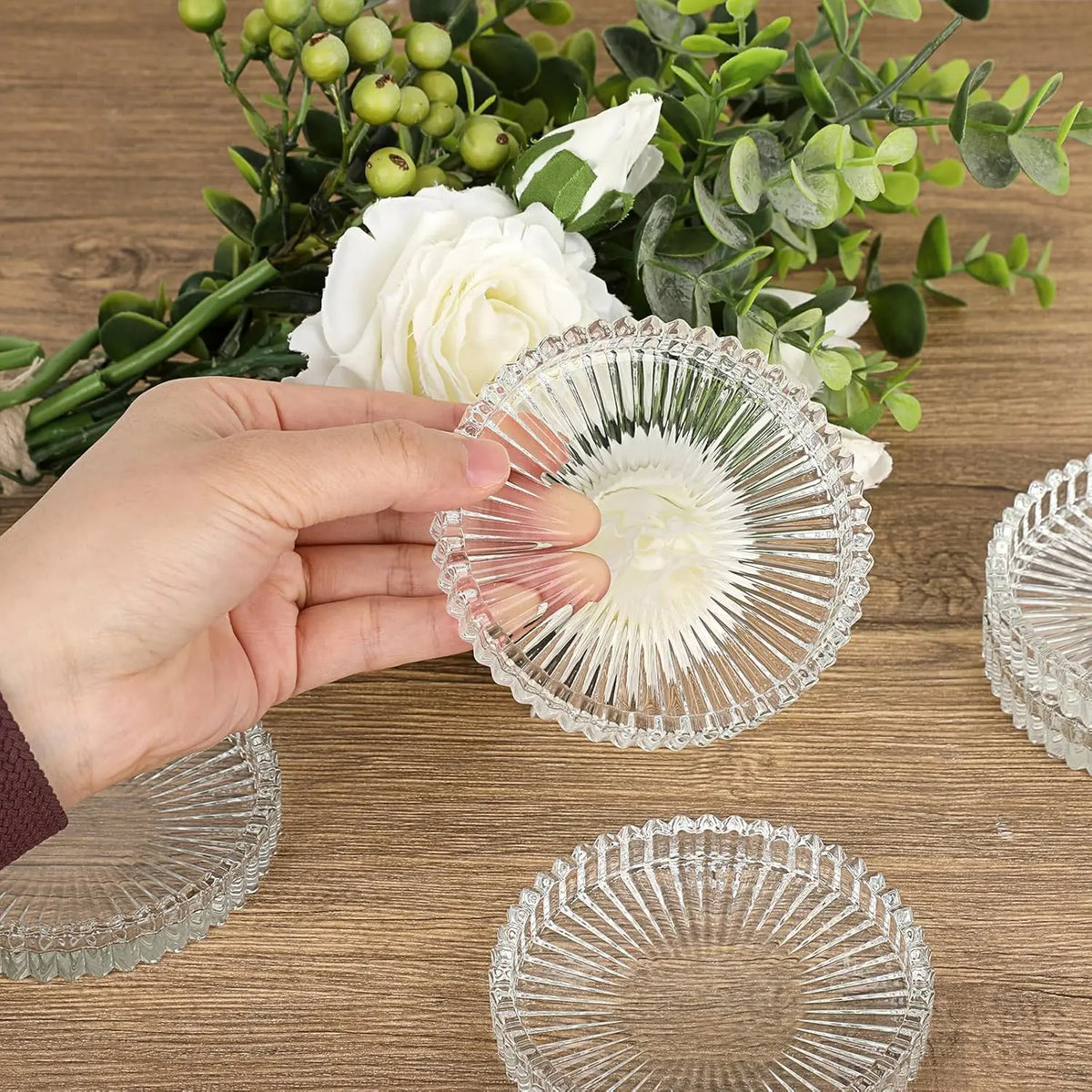 sous verres verre transparent moderne rond table cuisine mariage fêtes noël anniversaire thèmes célébrations
