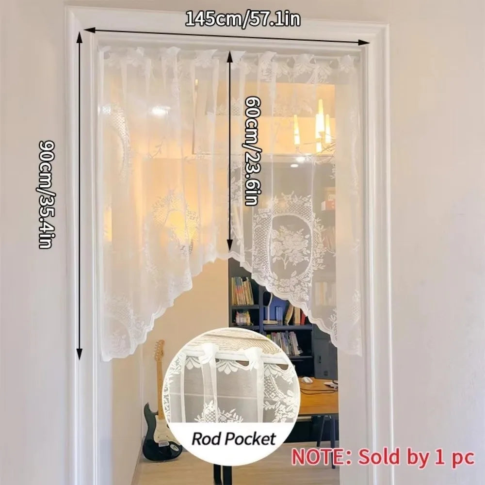 rideau blanc floral transparent poche tringle moderne décoration maison vintage