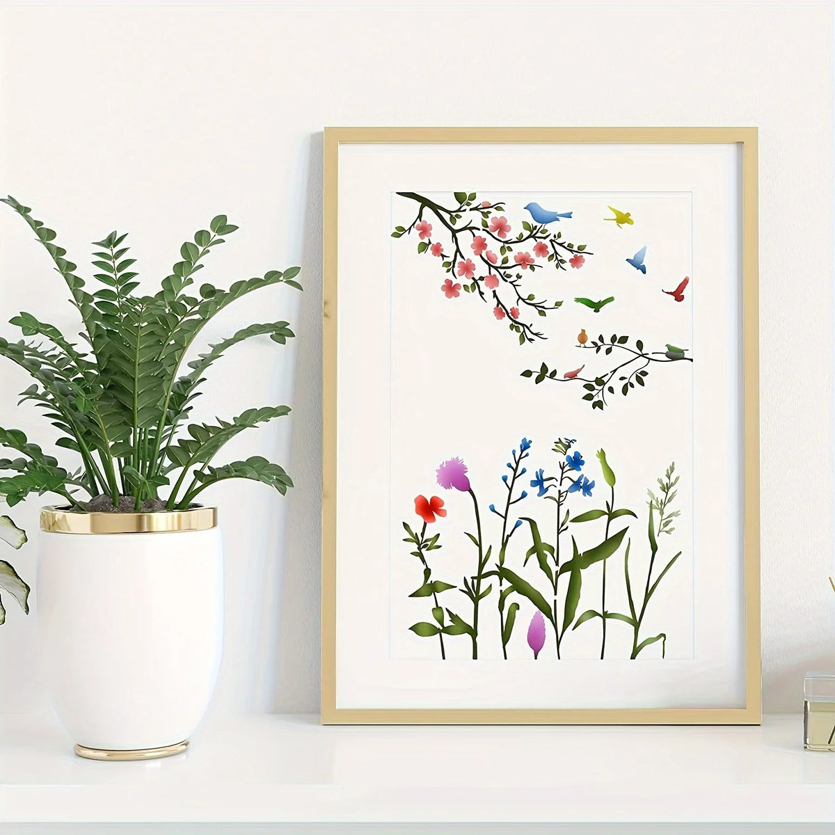 stencils peinture fleurs motifs floraux art floral naturel minimaliste couleurs variées usage multiple