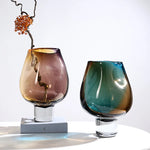 vase moderne marbré marron bleu base solide dégradé couleur décoration intérieure table fleurs opacité