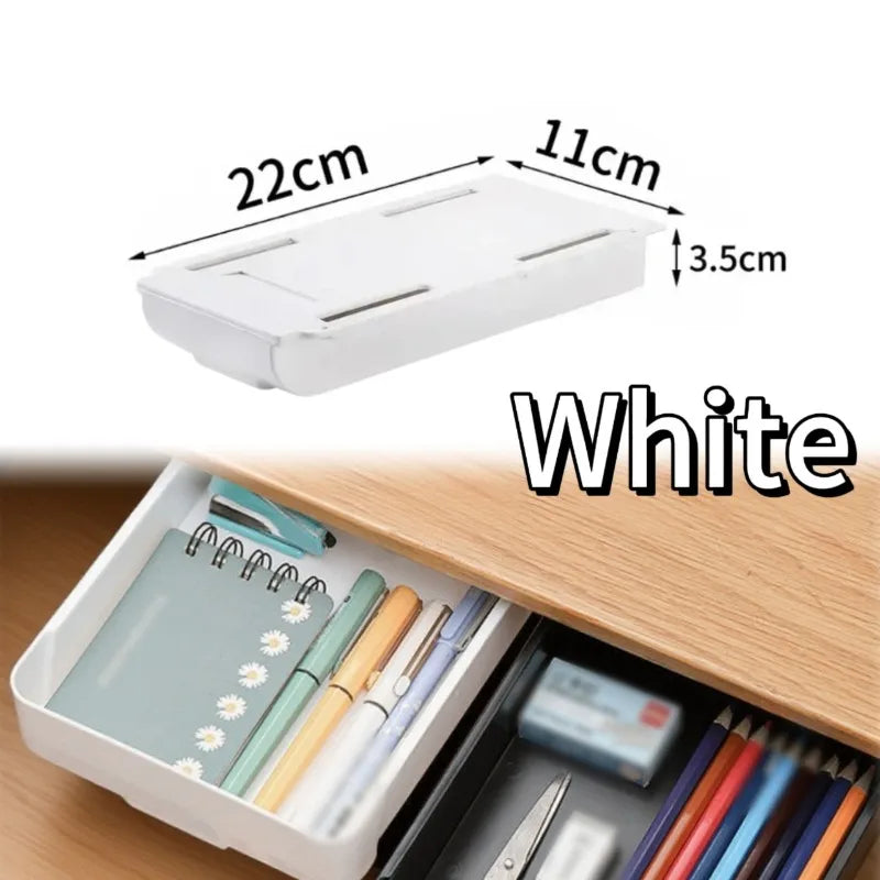 organisateur boîte rangement adhésive simple blanc moderne crayons calculatrice cosmétiques