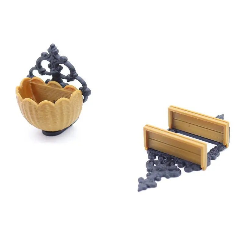support mural vintage étagère noir floral rangement fleurs romantique miniature diorama chambre poupée