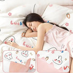 ensemble literie jetable voyage drap couverture taies oreillers motif personnages lapins nuages