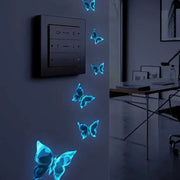 décorations lumineuses papillons bleus effet 3d féeriques adhésives modernes chambre ambience magique