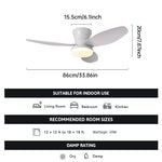 ventilateur led lumière télécommande noir blanc bois moderne traditionnel assemblage