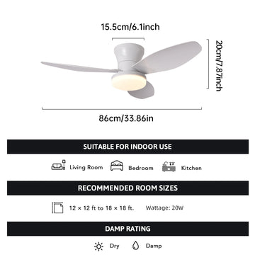 ventilateur led lumière télécommande noir blanc bois moderne traditionnel assemblage