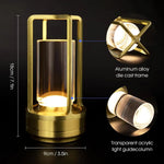 lampe led portable lanterne or noir transparent verre moderne vintage