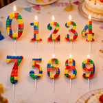 bougies anniversaire chiffres couleurs brique construction rouge jaune bleu vert ludique piquet