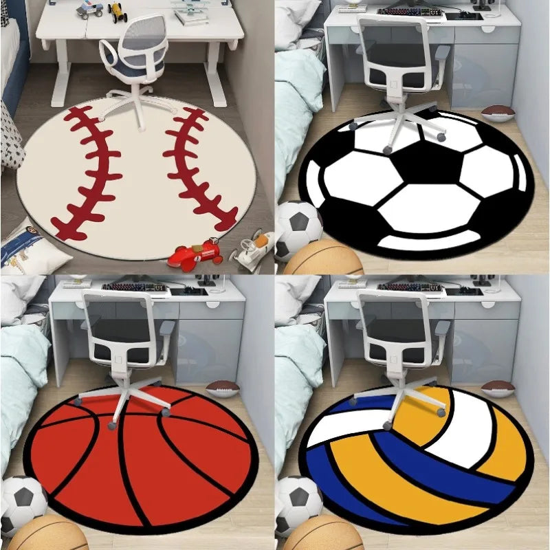 tapis rond motifs sportifs fleurs polyesters moderne salon chambre décoration extérieur salle bain