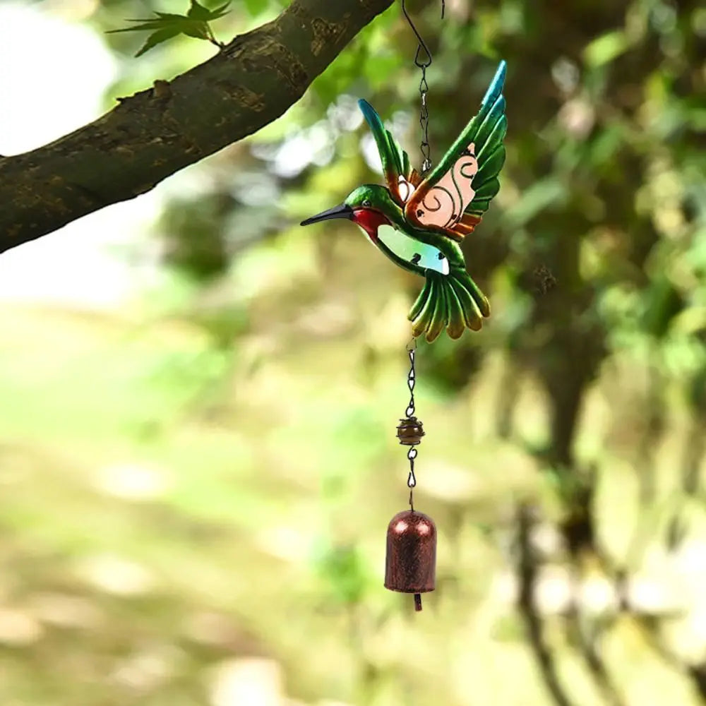 décoration suspendue oiseau cloches vent couleurs vives artisanal brillant variété tailles