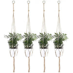 panier suspendu macramé main boho rustique plante anneau métallique blanc noir beige 90cm