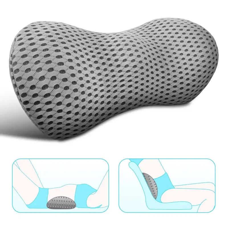 coussin lombaire mousse mémoire forme gris maille ergonomique polyester non amovible