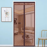 rideau porte magnétique beige noir maille fine moderne anti moustiques opacité barre poids