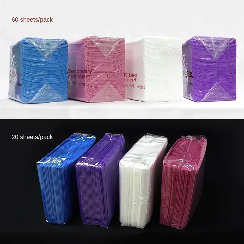 draps lit blancs non tissés jetables taille 80x190cm imperméables spa relaxation classique pack 100