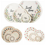 tapis table boho blanc motifs fraises feuilles fleurs colorées 12cm 18cm 24cm 30cm
