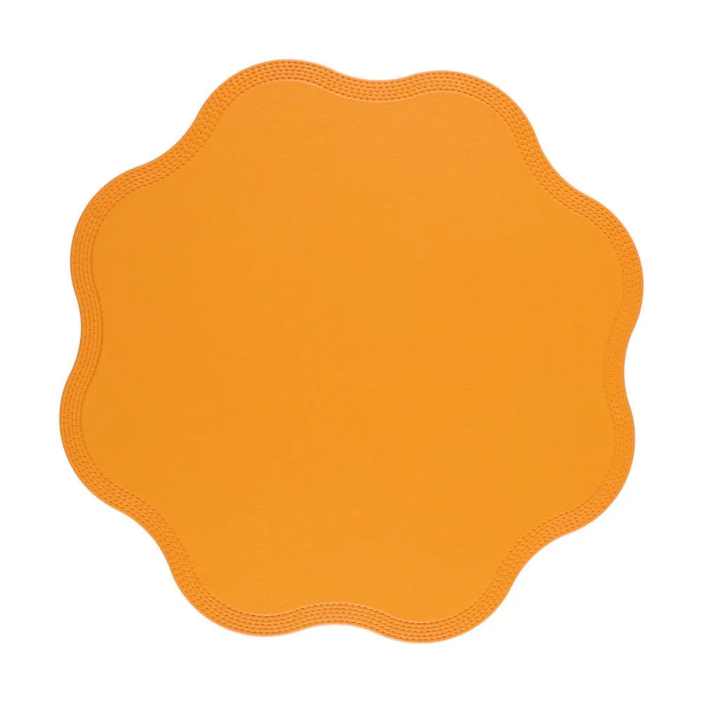 placemat moderne bleu rose gris élégant bords dentelés bord assiette fourchette couteau resistant