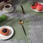 serviettes table vert clair motif ondulé tissu lin classique respectueux l'environnement 19x13 pouces