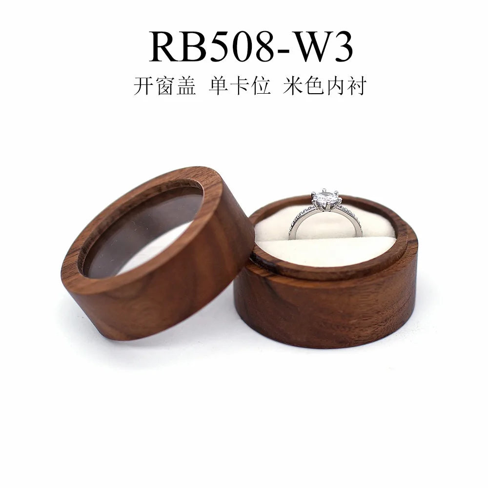 boîte bijoux bois vintage ronde rangement bague boucles d'oreilles présentation cadeau mariageOpaque brillant classique