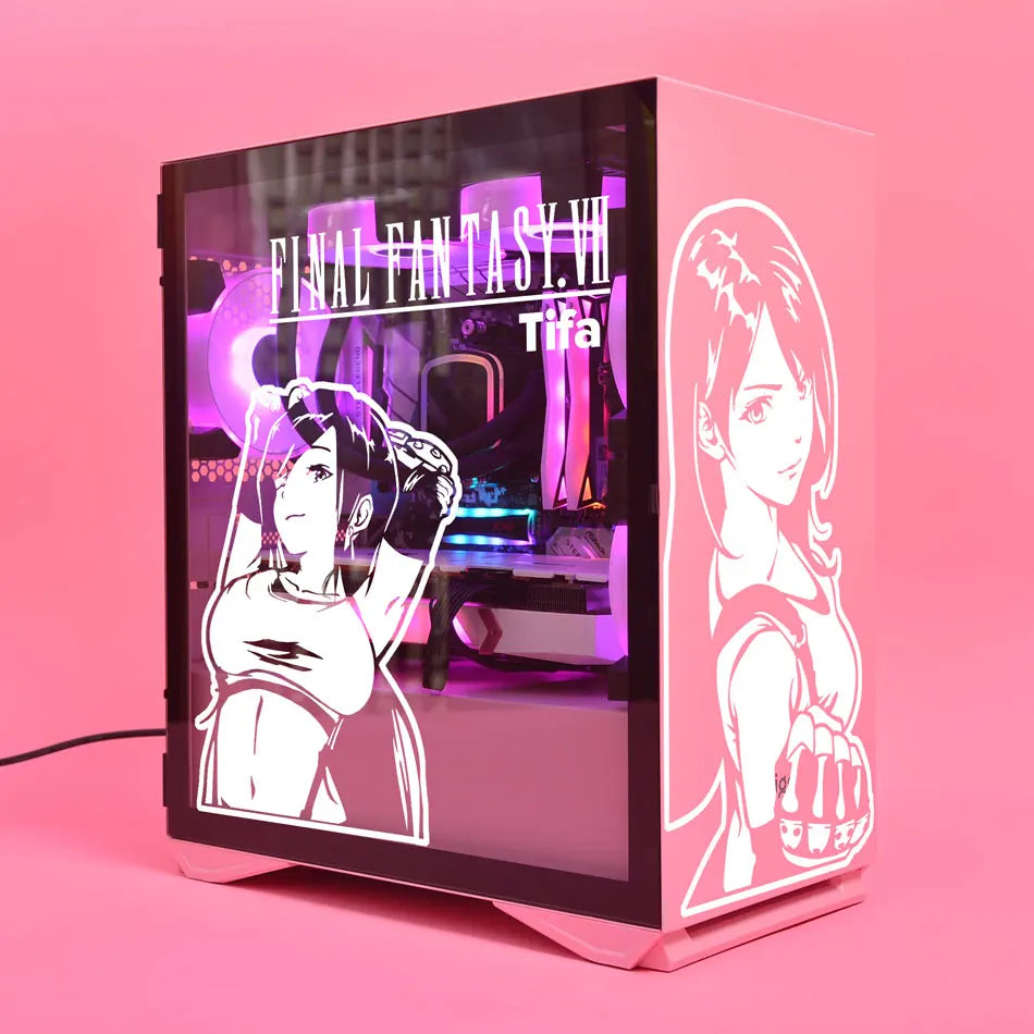 autocollants graphiques final fantasy vii cloud sephiroth tifa vincent boitier pc noir blanc