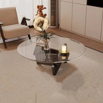 table basse moderne transparente bois marron clair plateau 70cm hauteur 31cm minimalistes