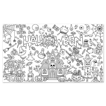 tableau colorier halloween fantômes citrouilles sorcières dessin animé blanc opacité crayons palette