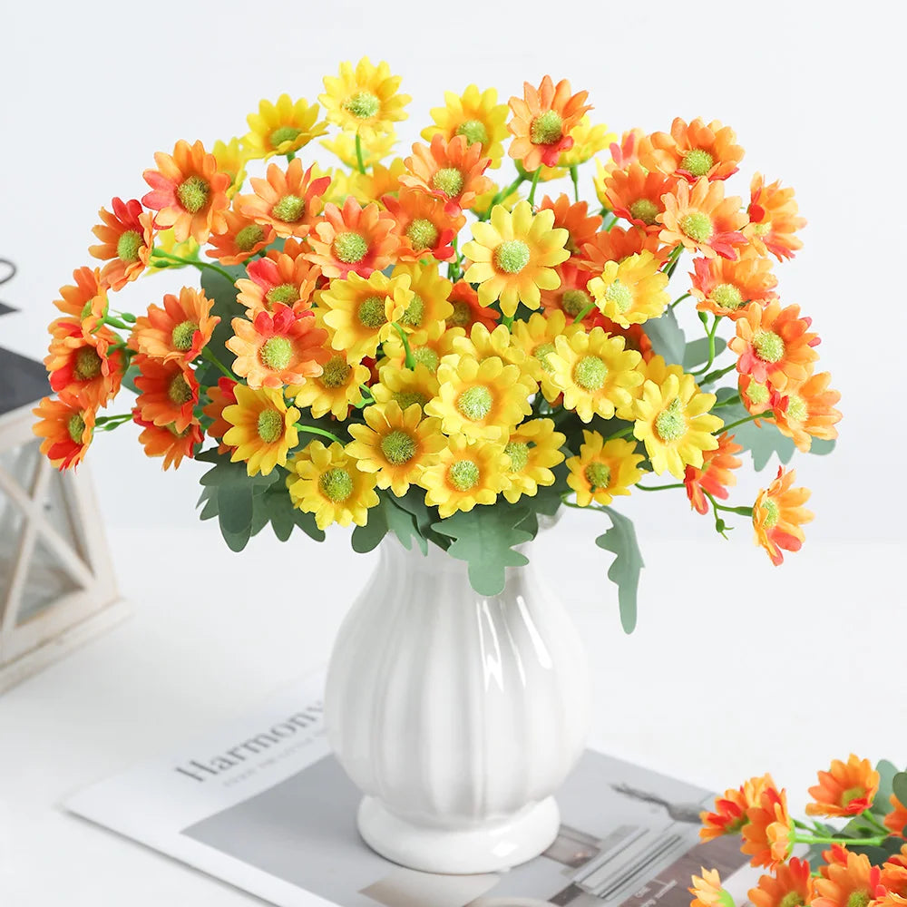 bouquet fleurs artificielles jaune orange rouge blanc rose simple modernes decoration intérieure mariage anniversaire