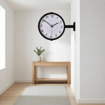 horloge murale double face industrielle noir blanc salle salon decoration quartz métal aiguille moderne
