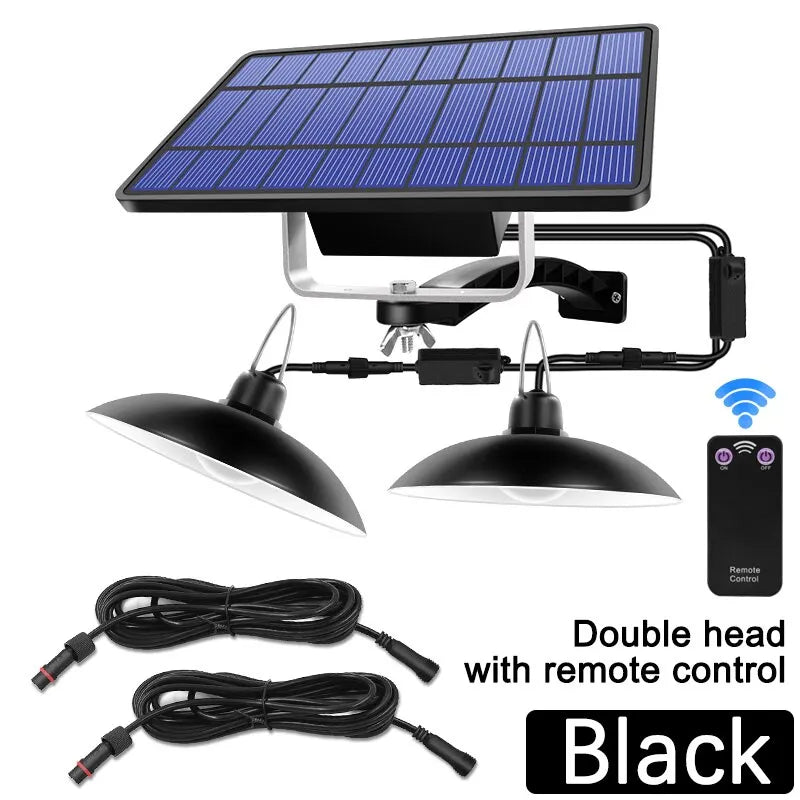 lampe solaire ip65 led étanche télécommande double tête noir moderne clips