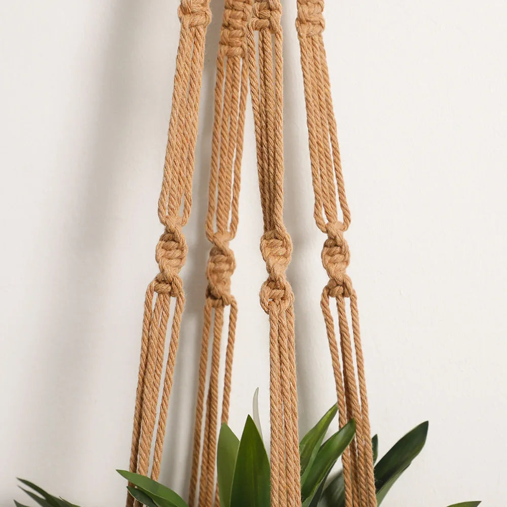 décoration boho macramé suspendu anneaux bois cordes naturel nœuds simples géométriques