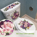 cache wc adhésif floral fleurs papillons blanc vert bleu rose violet mignon 30cmx59cm