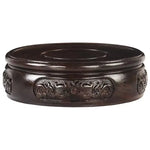 base bois sculptée décoration florale dragons marron artisanale traditionnelle stand objet maison