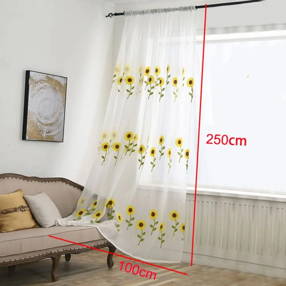 rideaux transparents fleurs tournesols pastoral tringle rideau dimensions 250cm 100cm