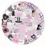 sticker kawaii pixel art rose blanc noir adhésif dessins animés coeurs chats 103pcs