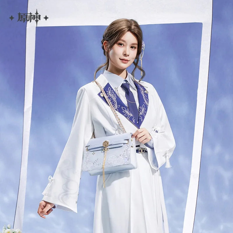 sac main cuir blanc imprimé floral chain dorée deco otaku fan cadeau