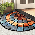 tapis porte imitation pierre mosaïque orange rouge marron bleu gris noir décoration intérieure salon