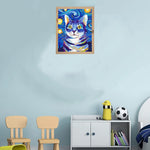 cadre photo bois clair tableau chats paysage lunaire wolv couleur vive bleu rouge chambre