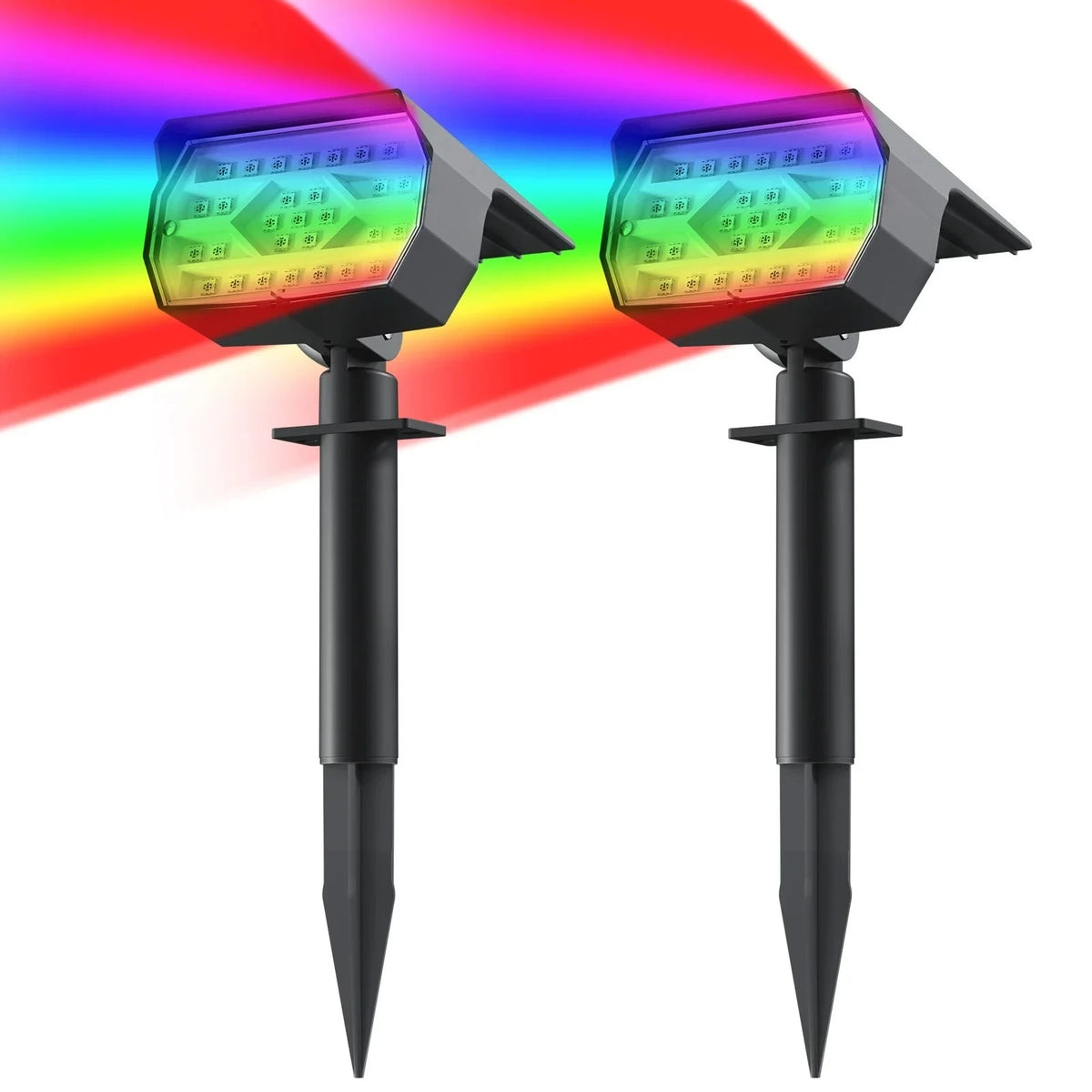 projecteur solaire led 29 couleur changeante ip67 moderne noir matextérieur jardin patio
