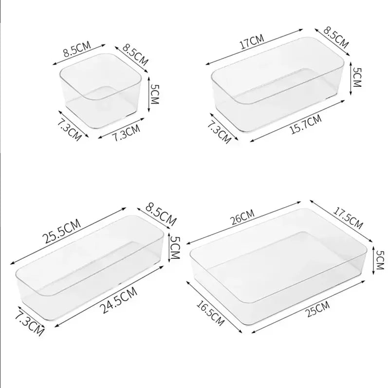 boîtes rangement transparentes plastique réutilisables modernes minimalistes très transparentes articles divers