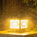 lampe solaire dorée moderne texture bois tricolore ip65 led autonomie