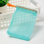 sac savon blanc rose maille fine ruban simple pratique douche